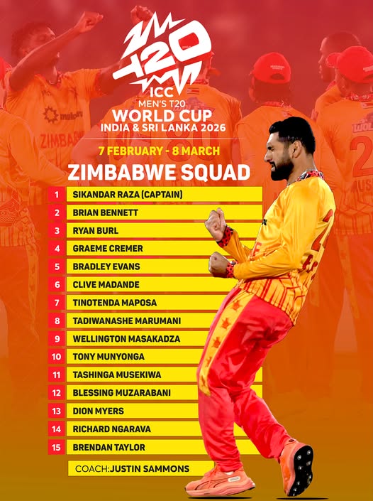 Zimbabwe squad for T20 World Cup 2026