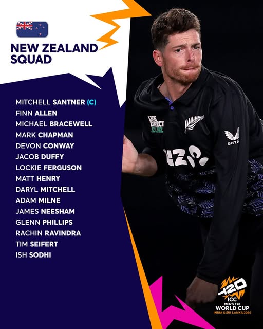 New Zealand Squad for Men's T20 WC 2026