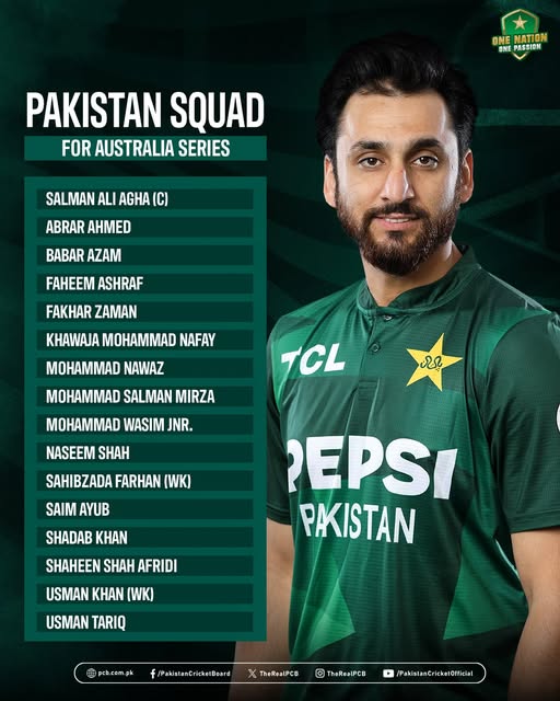 Pakistan T20I squad vs Australia